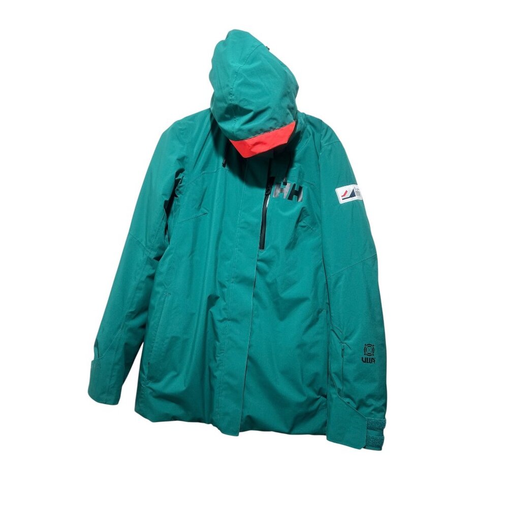 Helly Hansen Powshot Ski Long Jacket Coat Women Medium Green Hooded Snowboarding - Picture 3 of 16